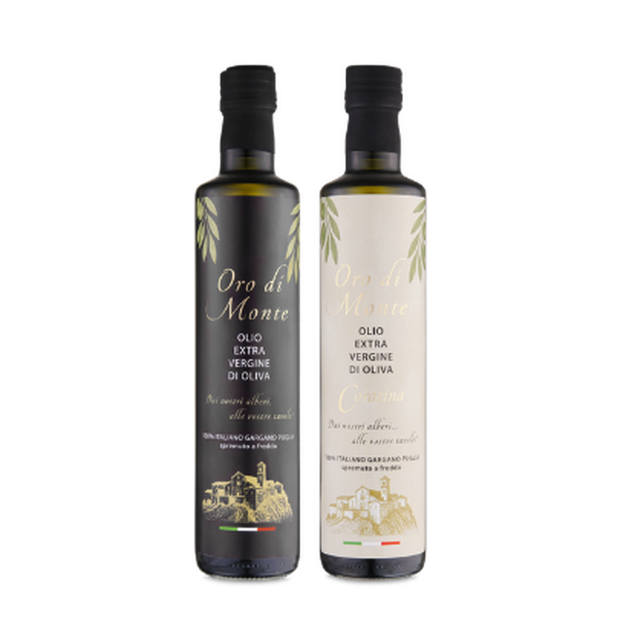Probierpaket - 1 x Oro di Monte + 1 x Oro di Monte Coratina je 500 ml